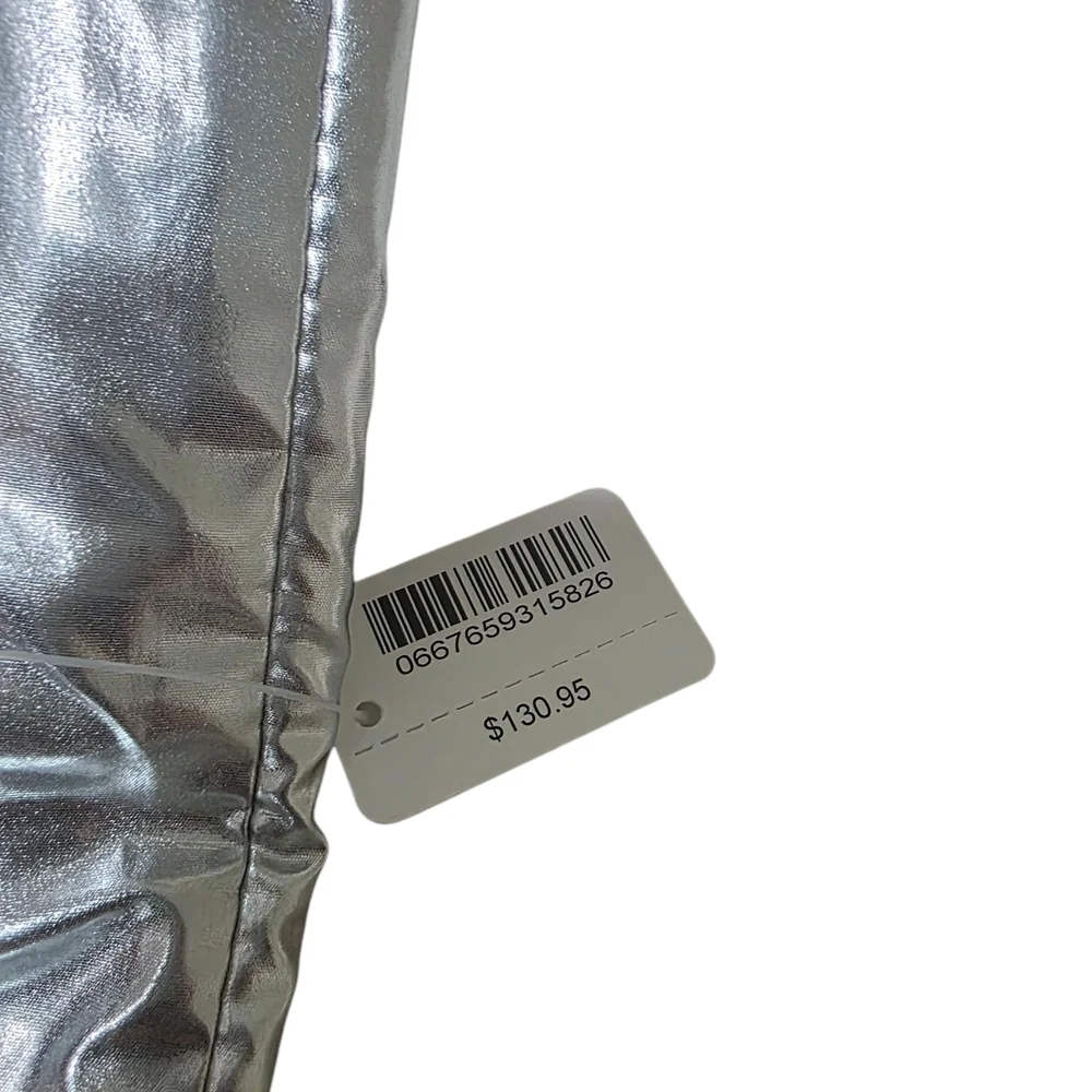 Bath & Body Works Metallic Silver Quilted Tote with Padded Texture